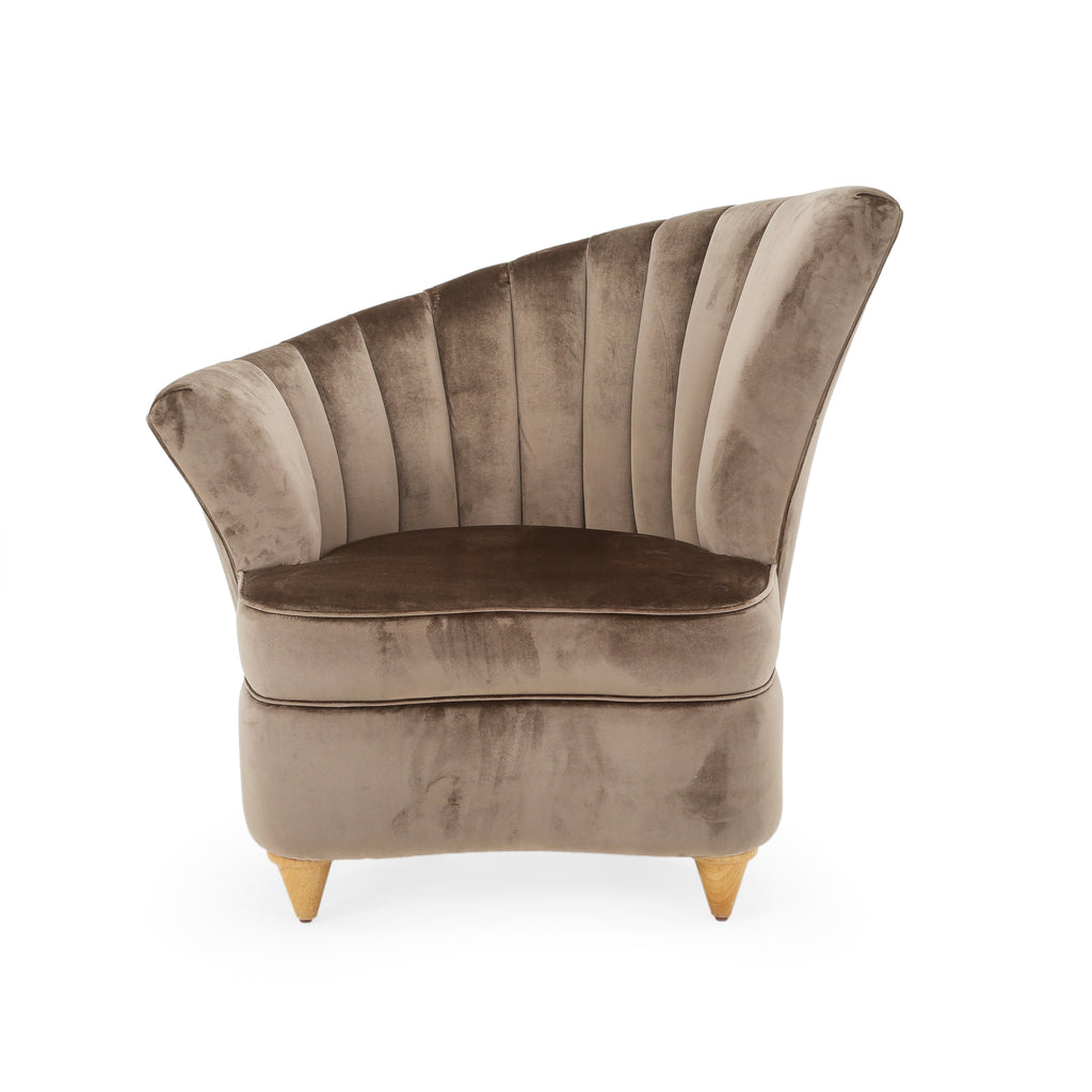 Taupe Velvet Deco Fan Chair