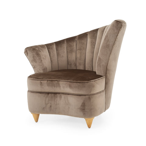 Taupe Velvet Deco Fan Chair
