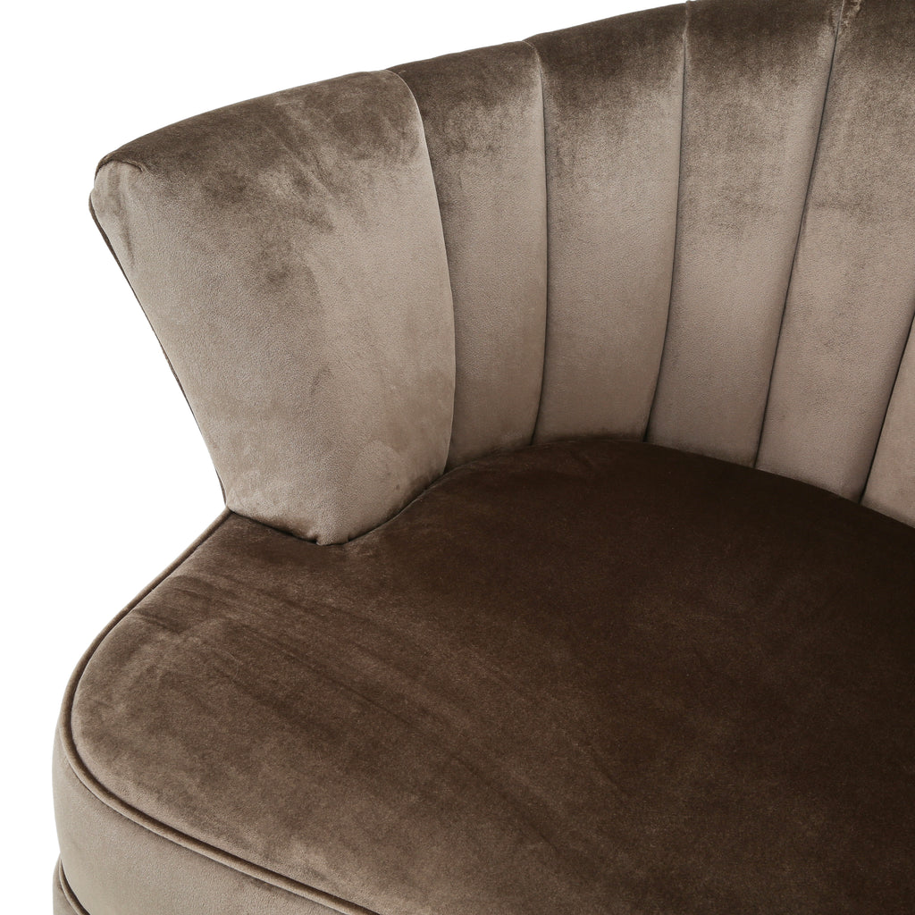 Taupe Velvet Deco Fan Chair