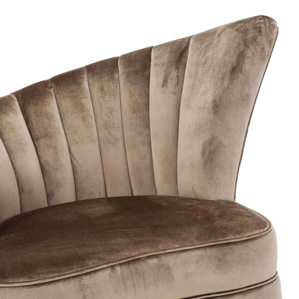Taupe Velvet Deco Fan Chair