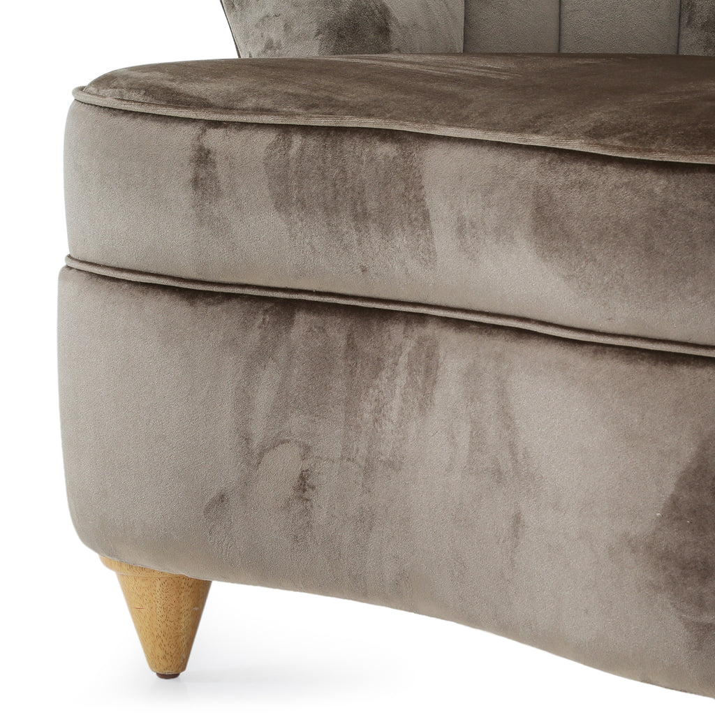 Taupe Velvet Deco Fan Chair