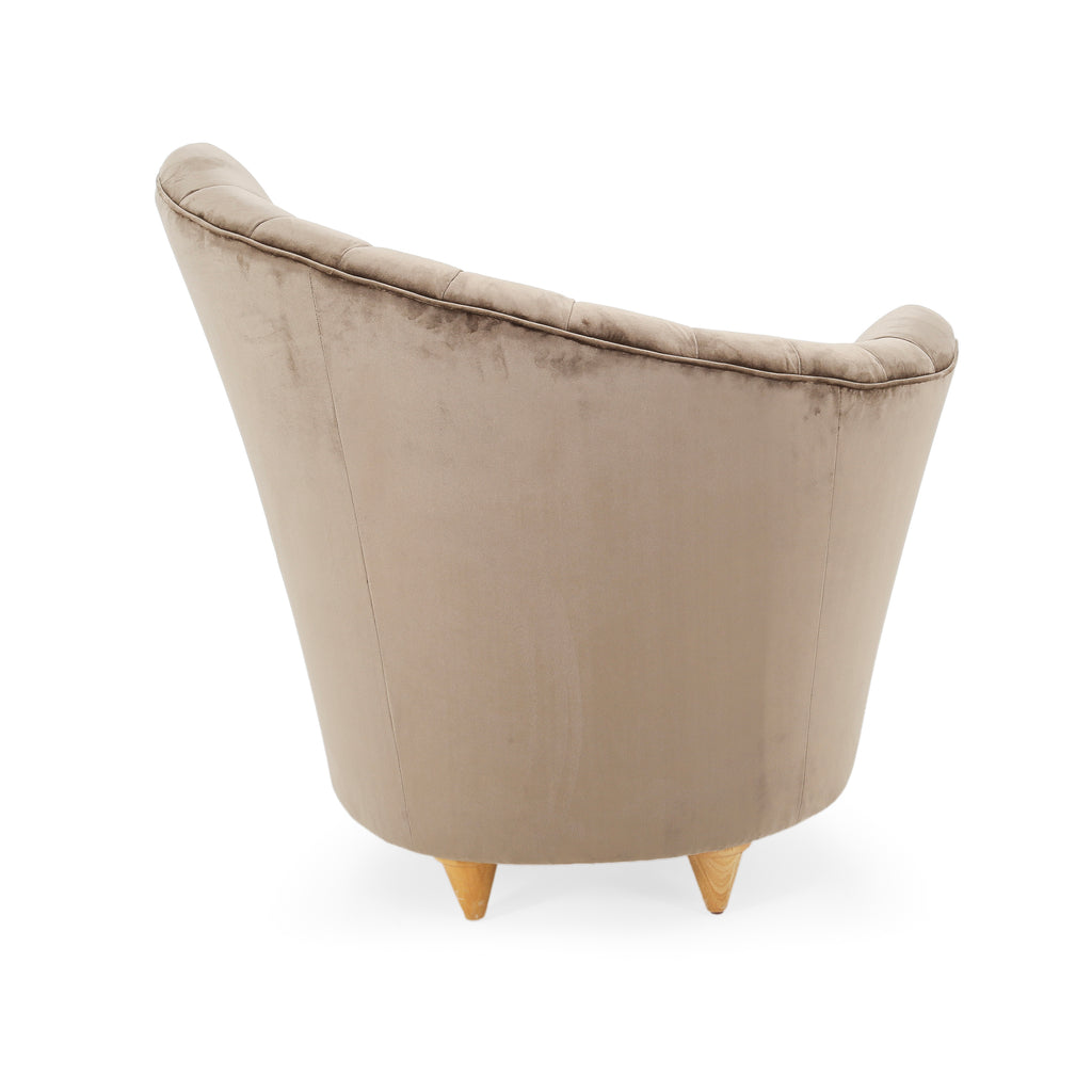 Taupe Velvet Deco Fan Chair