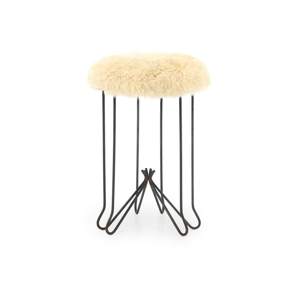 White Shag Fur Stool