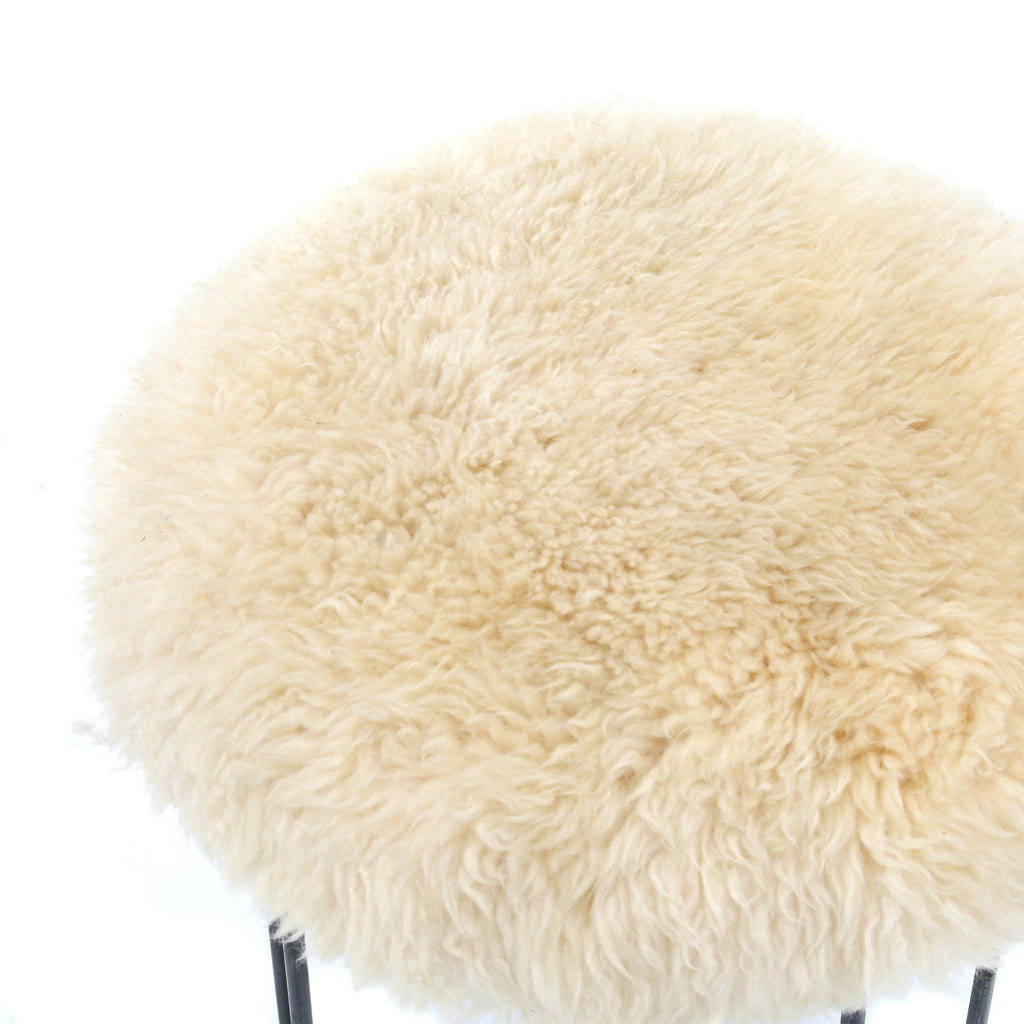 White Shag Fur Stool