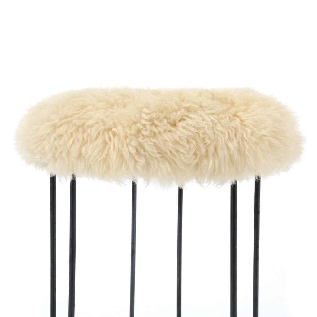 White Shag Fur Stool