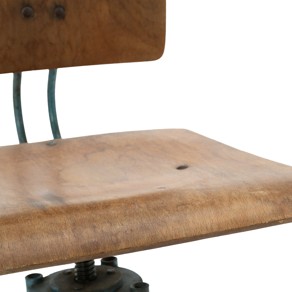 Wood Rustic Blue Metal Stool