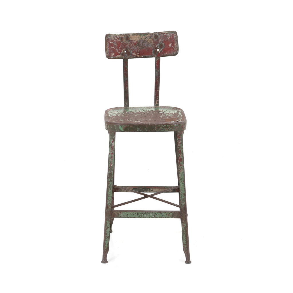 Rustic Red / Green Stool