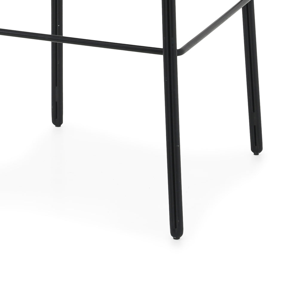 Brown Leather / Metal Square Stool