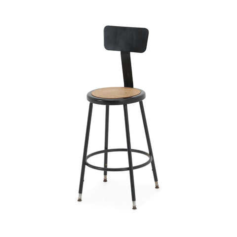 Black Metal Shop Stool with Backrest