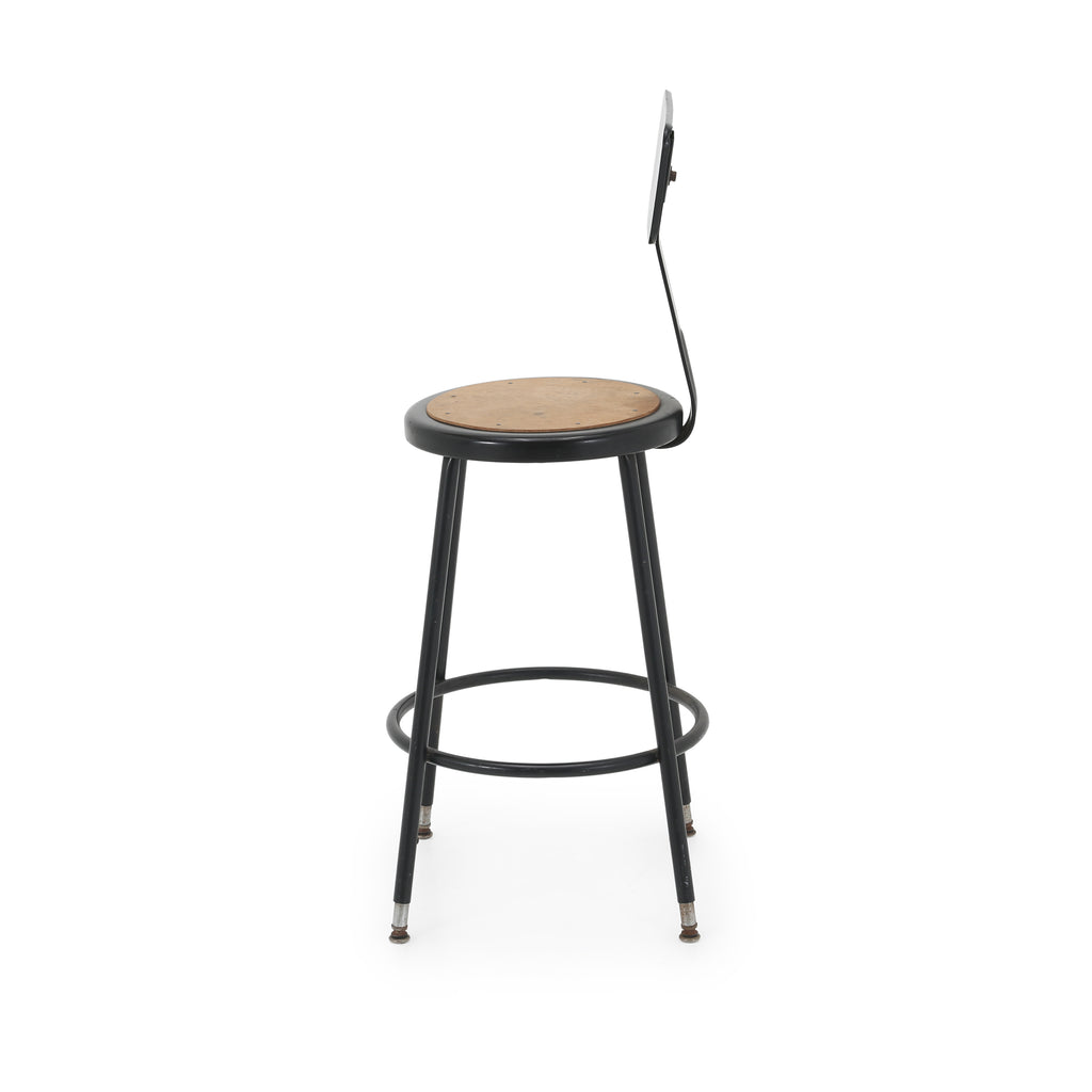 Black Metal Shop Stool with Backrest