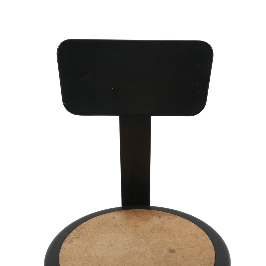 Black Metal Shop Stool with Backrest