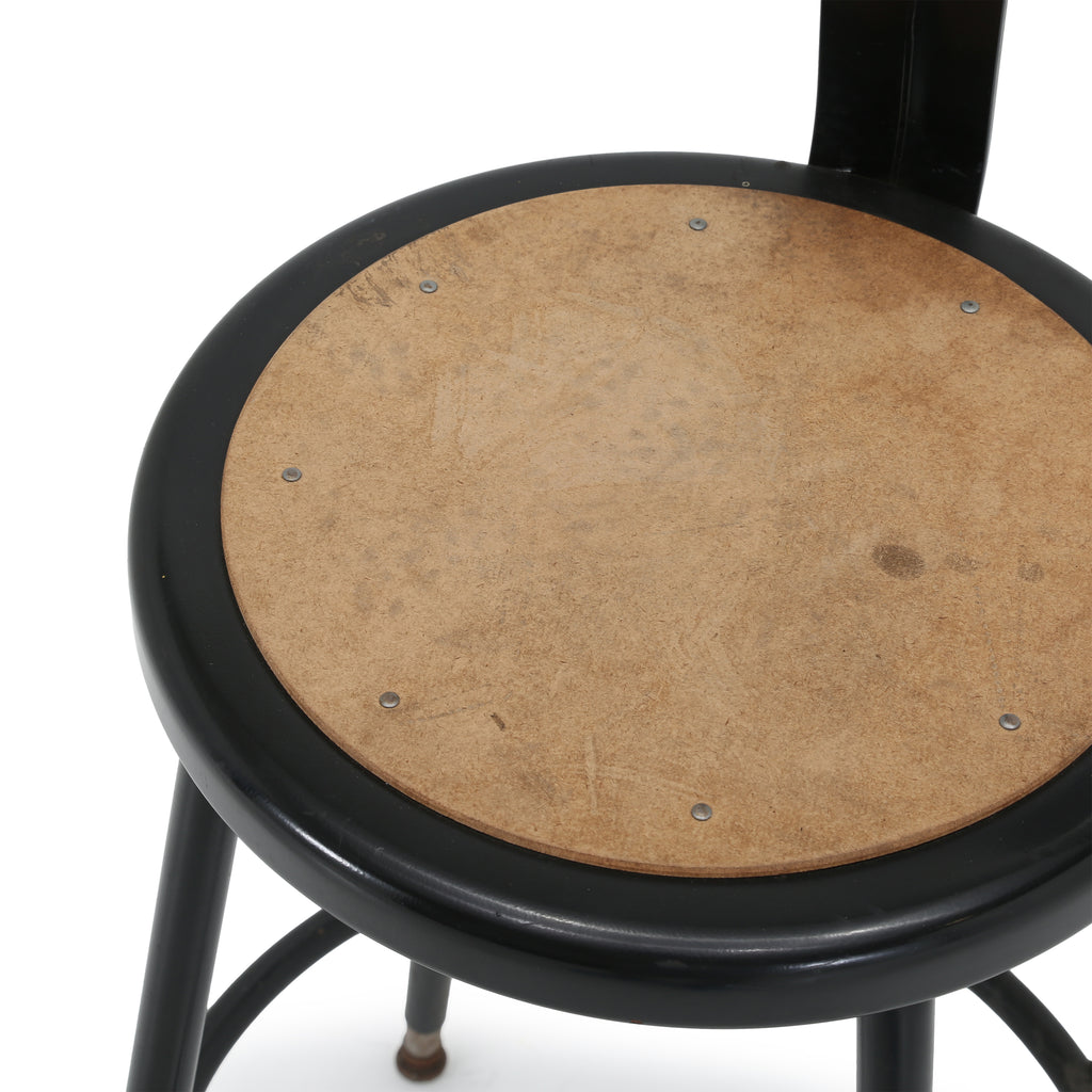 Black Metal Shop Stool with Backrest
