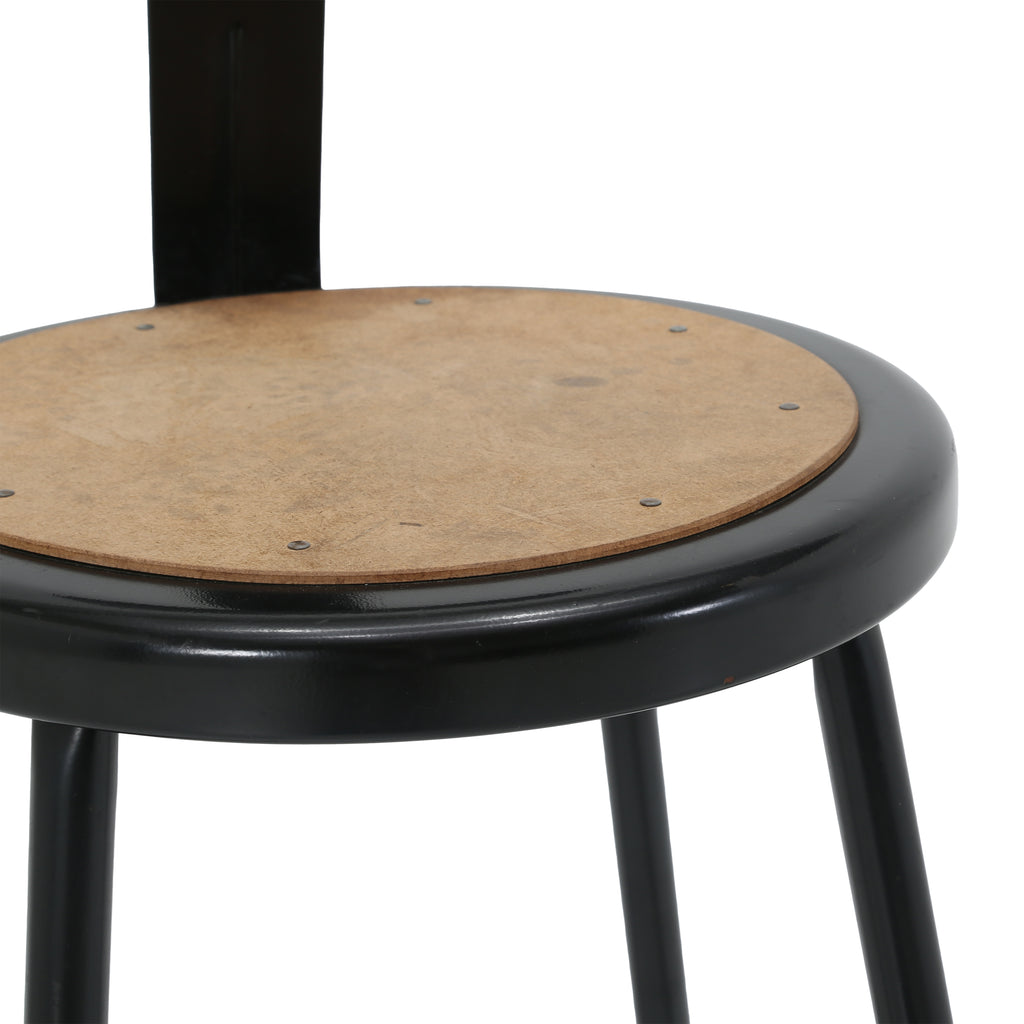 Black Metal Shop Stool with Backrest
