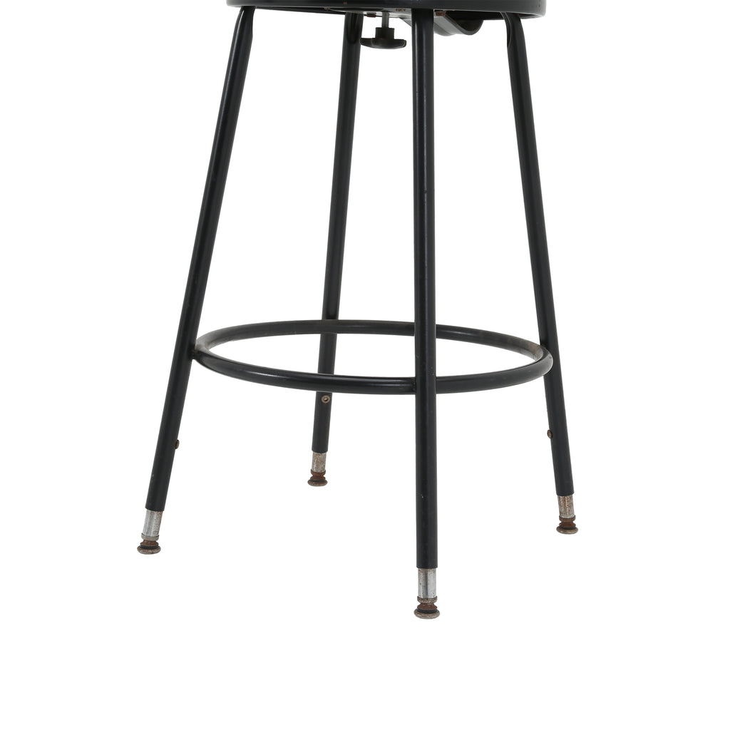 Black Metal Shop Stool with Backrest