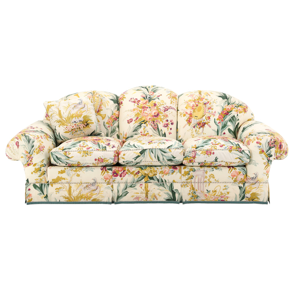 Cream / Green / Yellow Floral Print Sofa