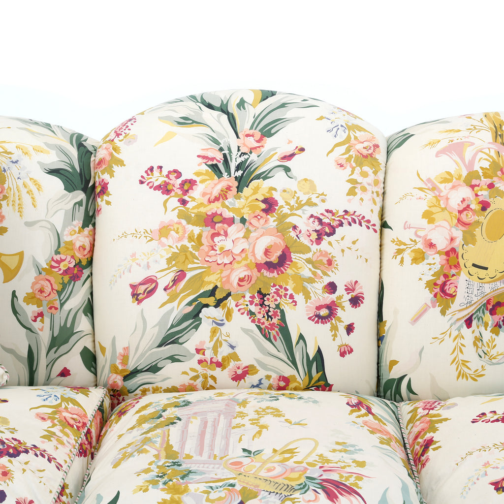 Cream / Green / Yellow Floral Print Sofa