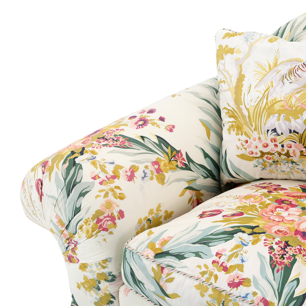 Cream / Green / Yellow Floral Print Sofa
