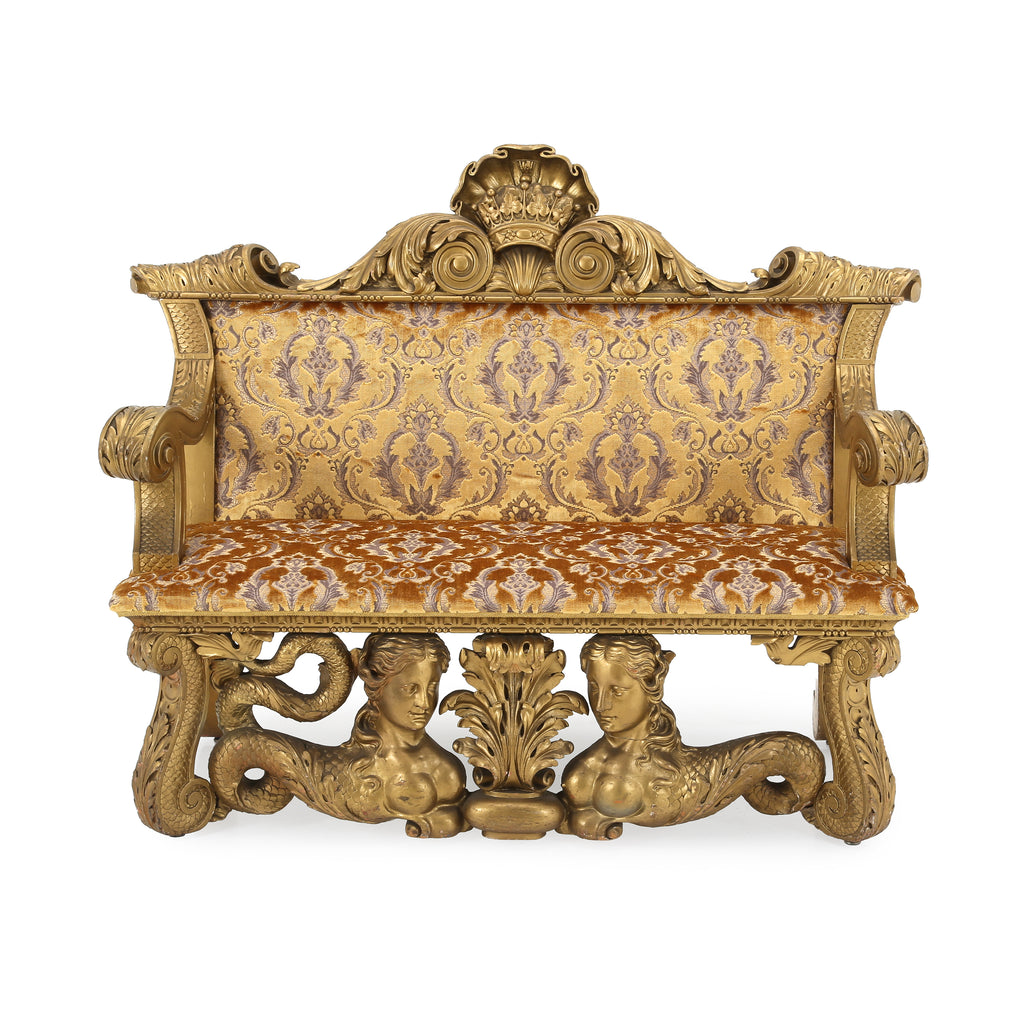 Gold Patterned Antique Settee