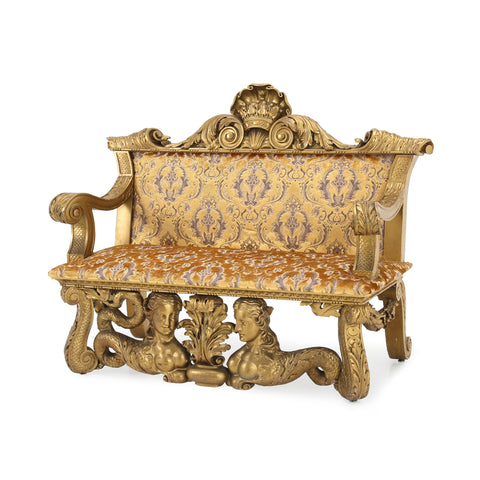 Gold Patterned Antique Settee