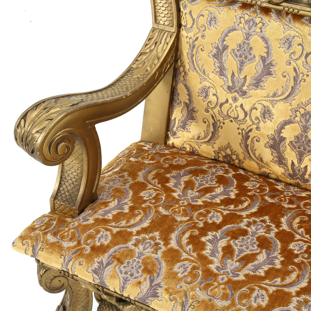 Gold Patterned Antique Settee