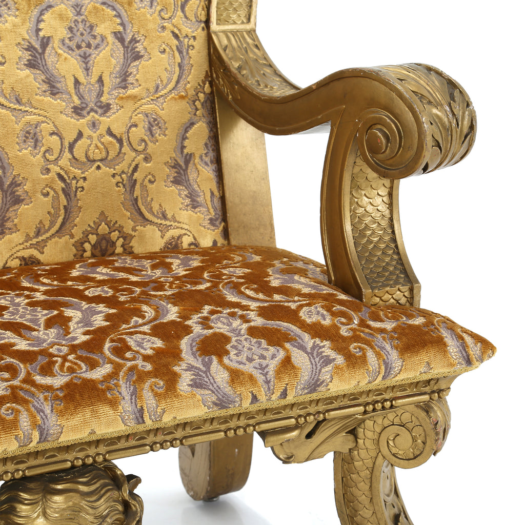 Gold Patterned Antique Settee