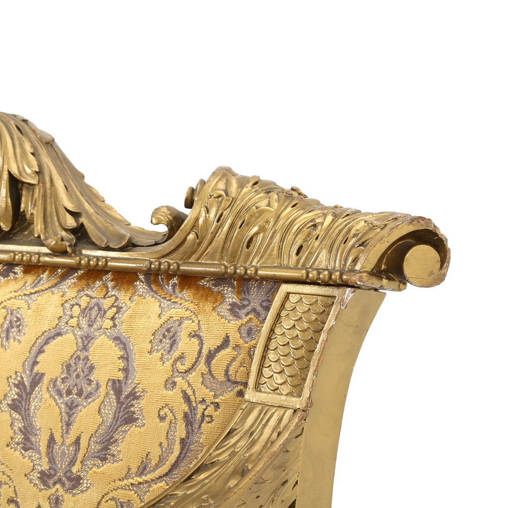 Gold Patterned Antique Settee