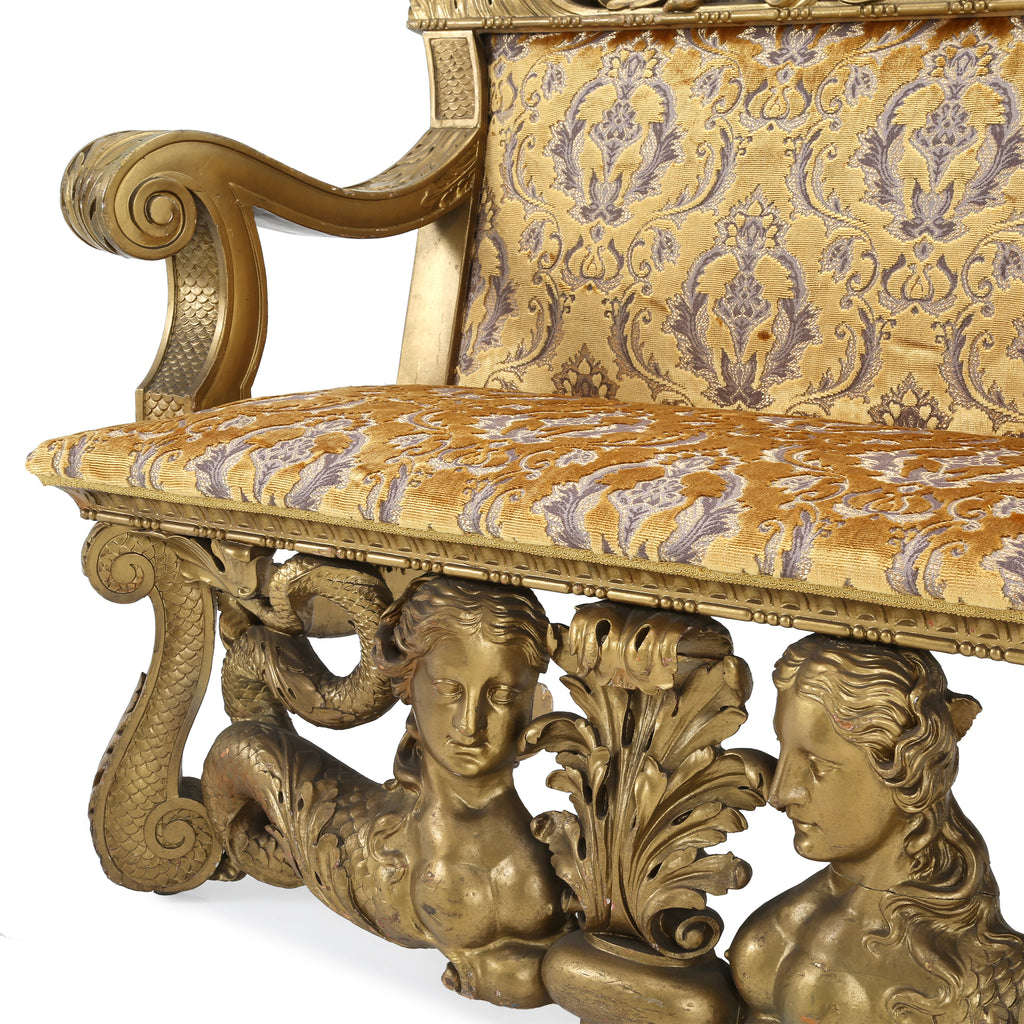 Gold Patterned Antique Settee