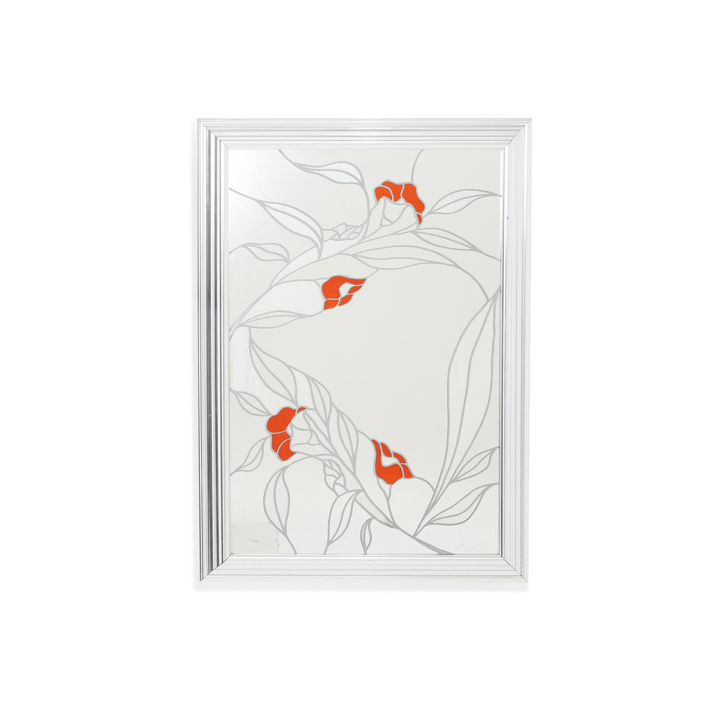 Silver Framed Floral Mirror Art (A+D)