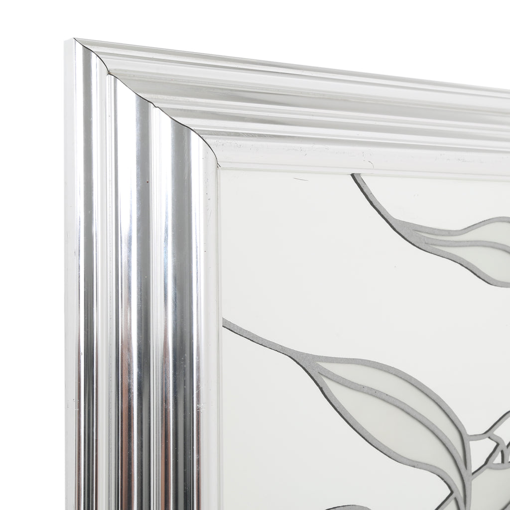 Silver Framed Floral Mirror Art (A+D)