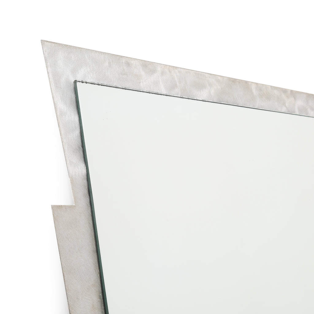 Brushed Metal Art Deco Wall Mirror / Shelf