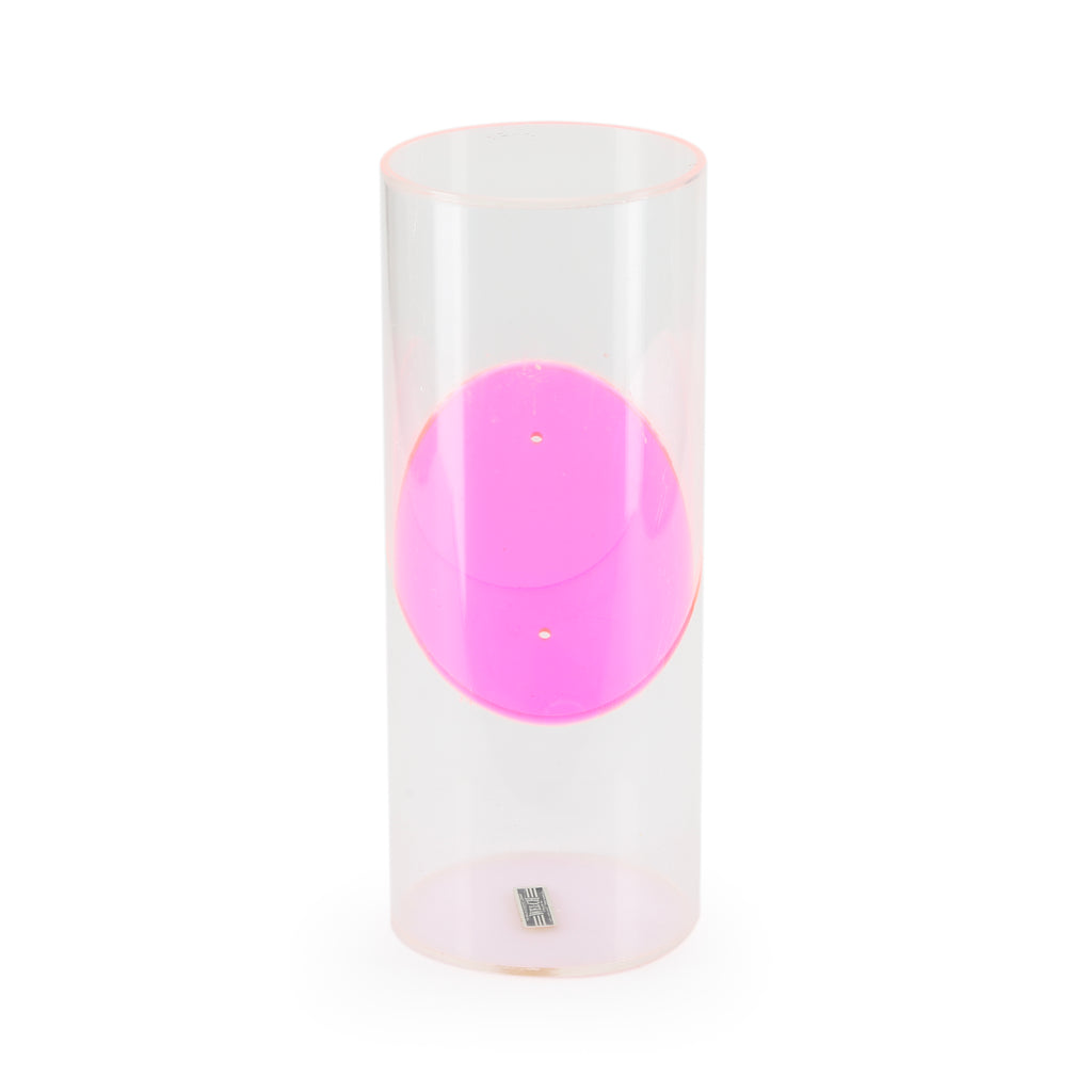 Clear and Pink Orange Acrylic Table Sculpture (Circle)