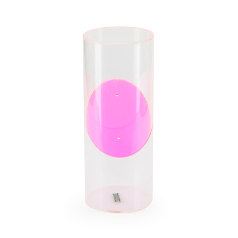 Clear and Pink Orange Acrylic Table Sculpture (Circle)