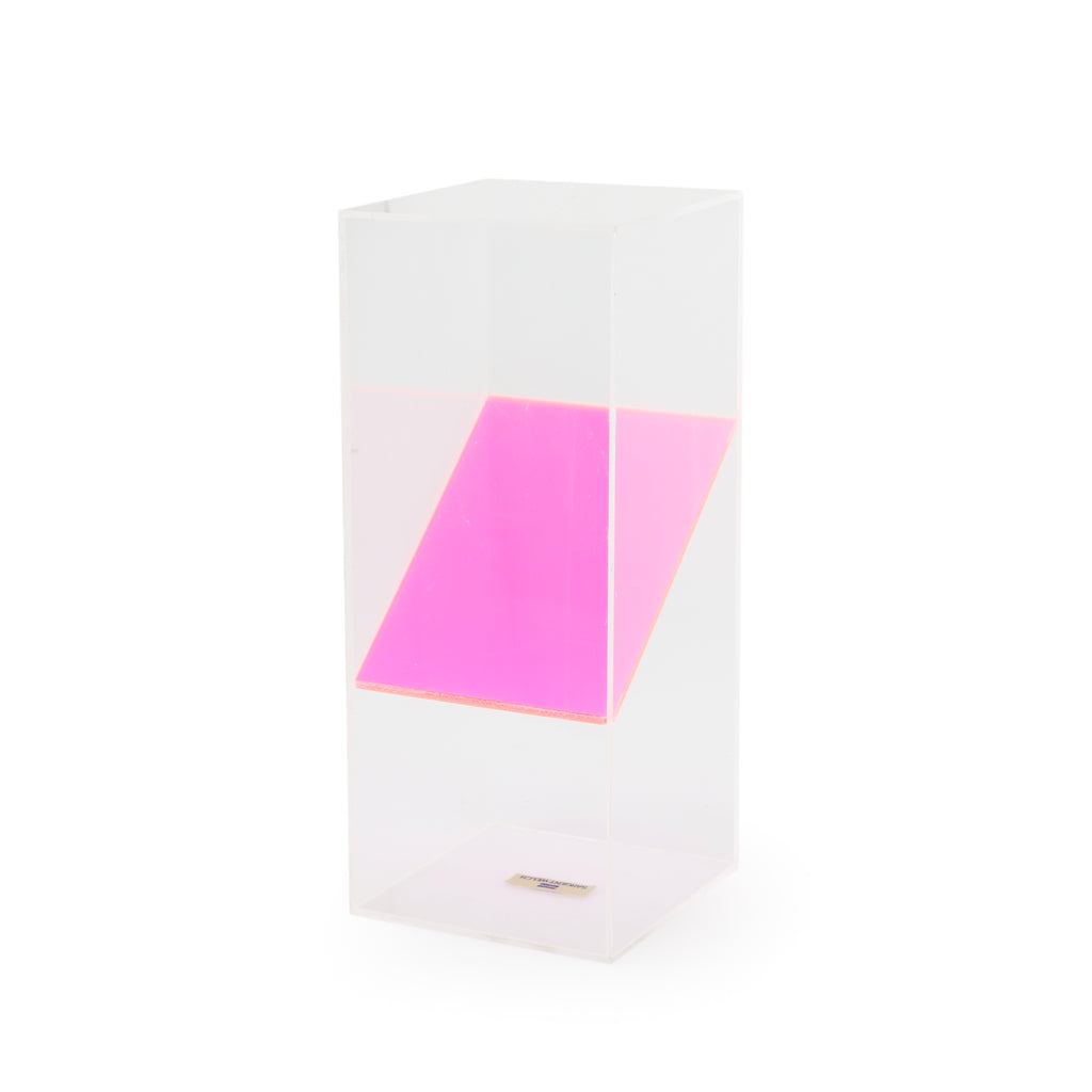 Clear and Pink Acrylic Table Sculpture (Square)