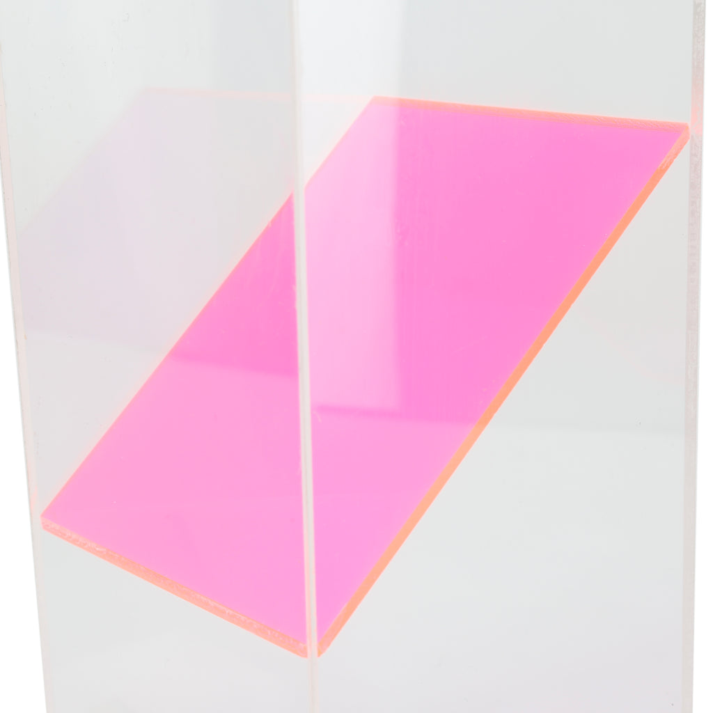 Clear and Pink Acrylic Table Sculpture (Square)