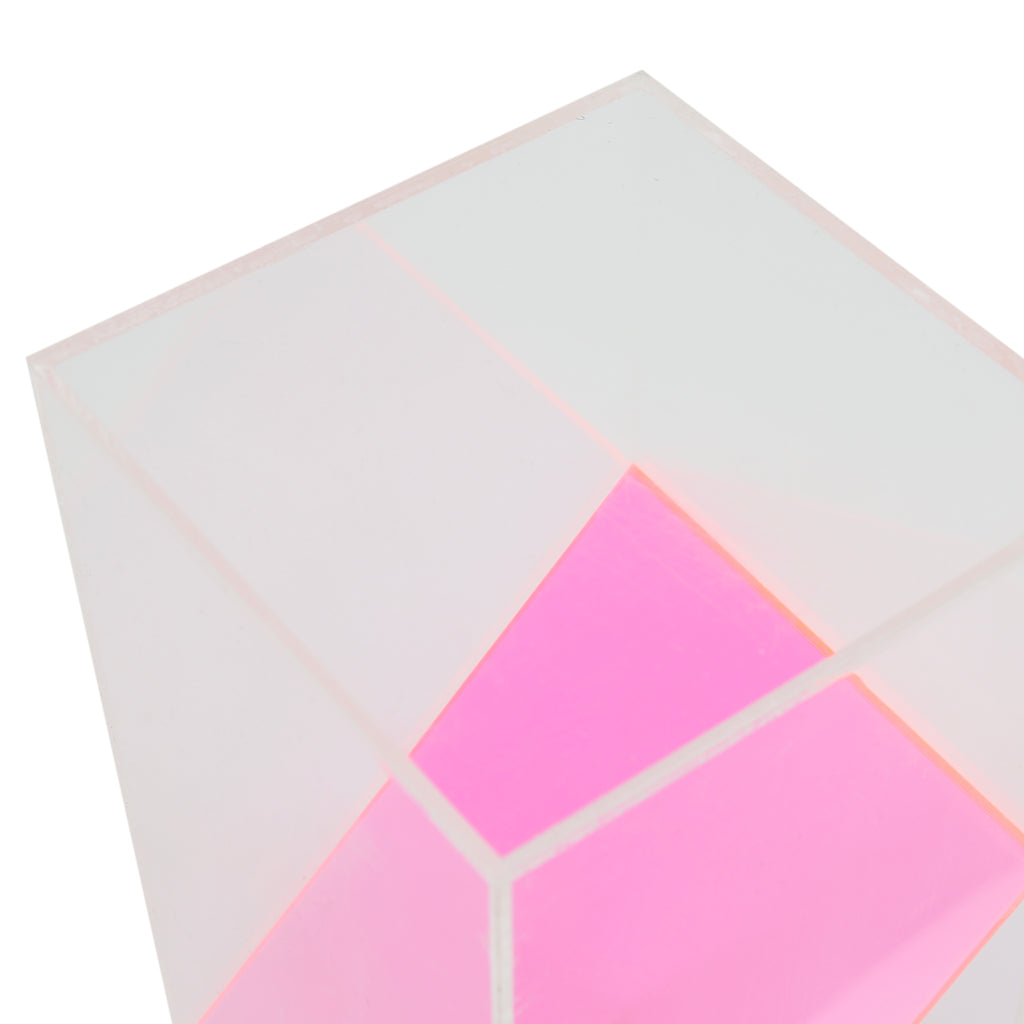 Clear and Pink Acrylic Table Sculpture (Square)
