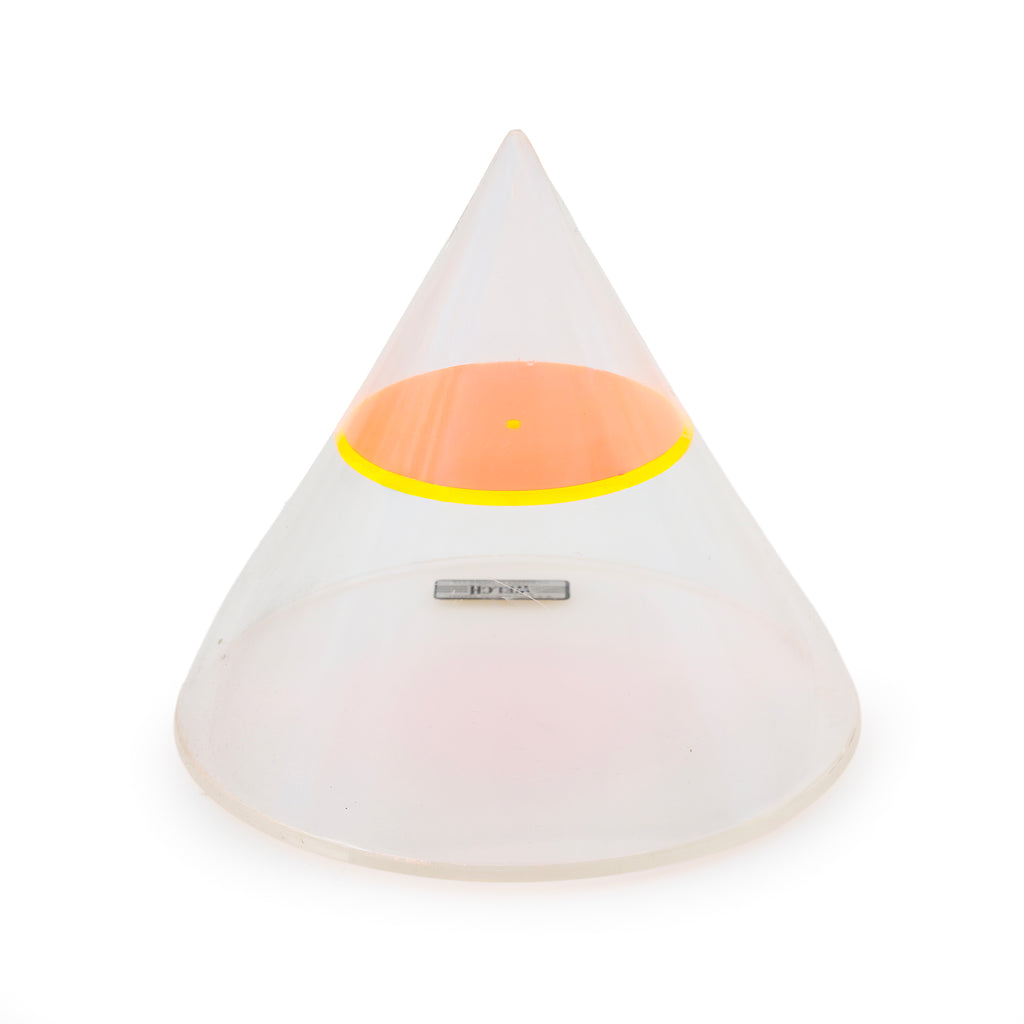 Clear and Yellow Pyramid Acrylic Table Sculpture