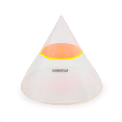 Clear and Yellow Pyramid Acrylic Table Sculpture