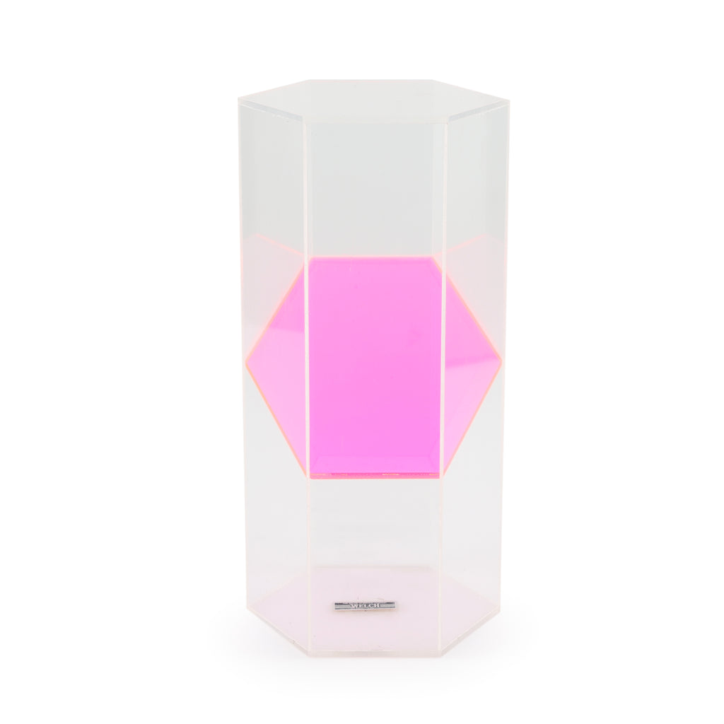 Clear and Pink Acrylic Table Sculpture (Hexagon)