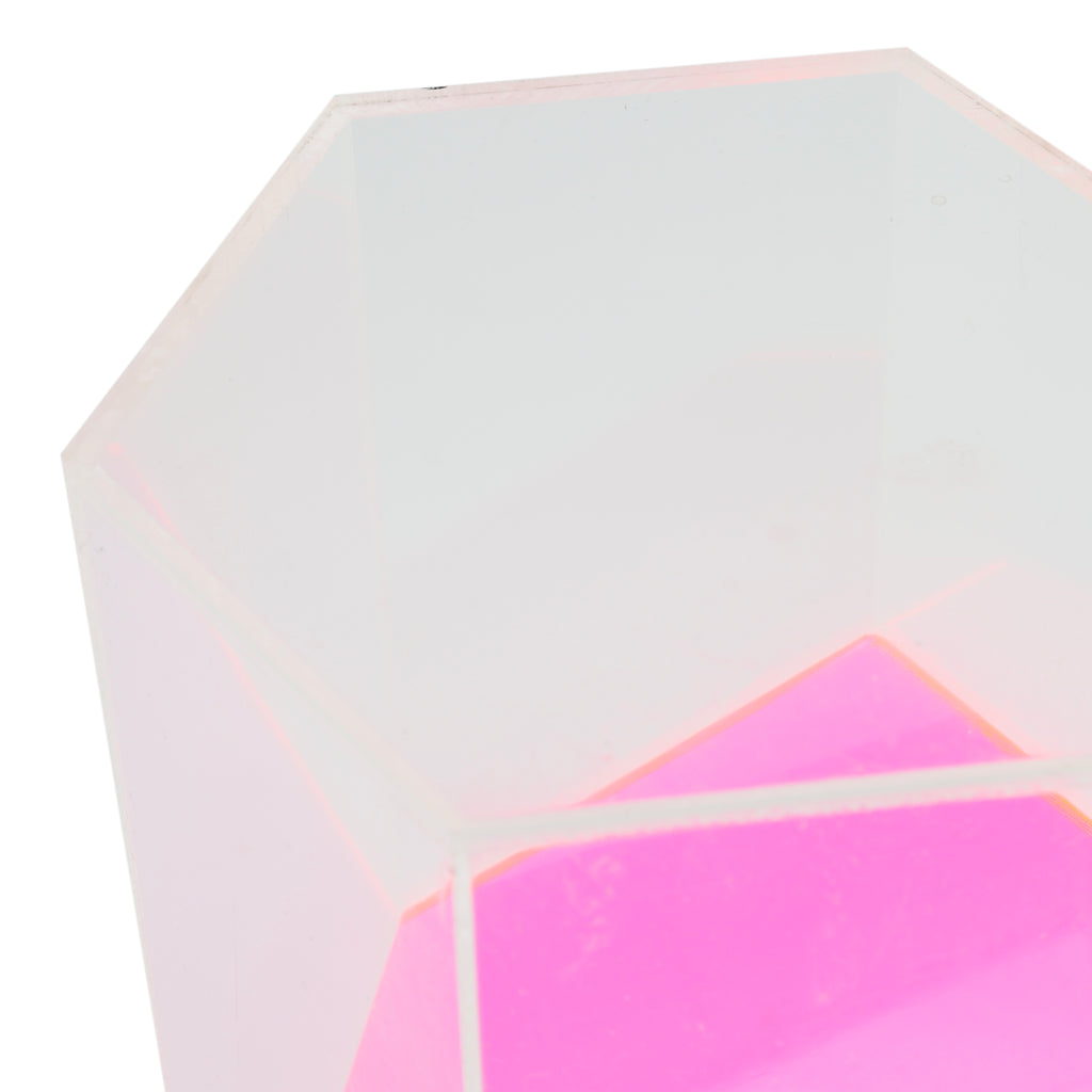 Clear and Pink Acrylic Table Sculpture (Hexagon)