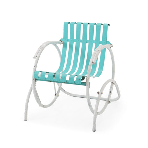 Light Blue Metal Outdoor Rocking Chair