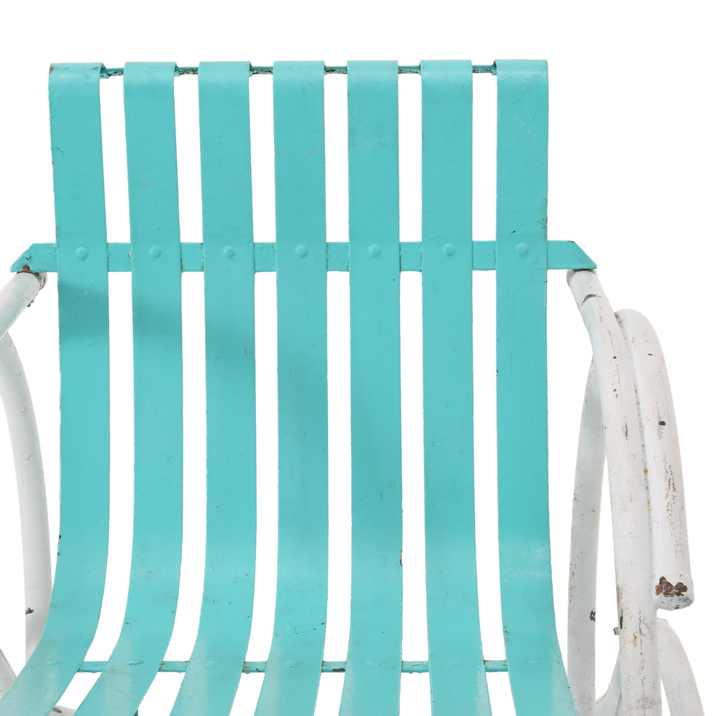 Light Blue Metal Outdoor Rocking Chair