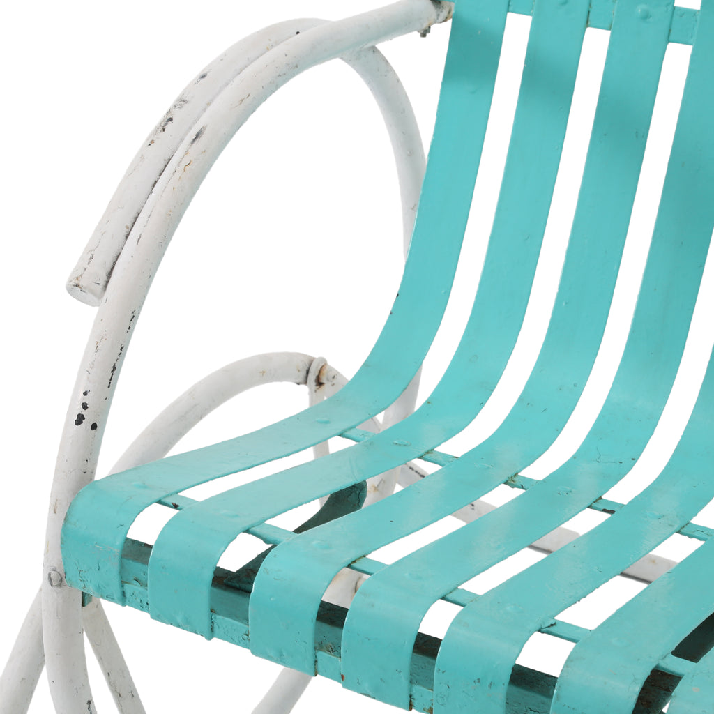 Light Blue Metal Outdoor Rocking Chair