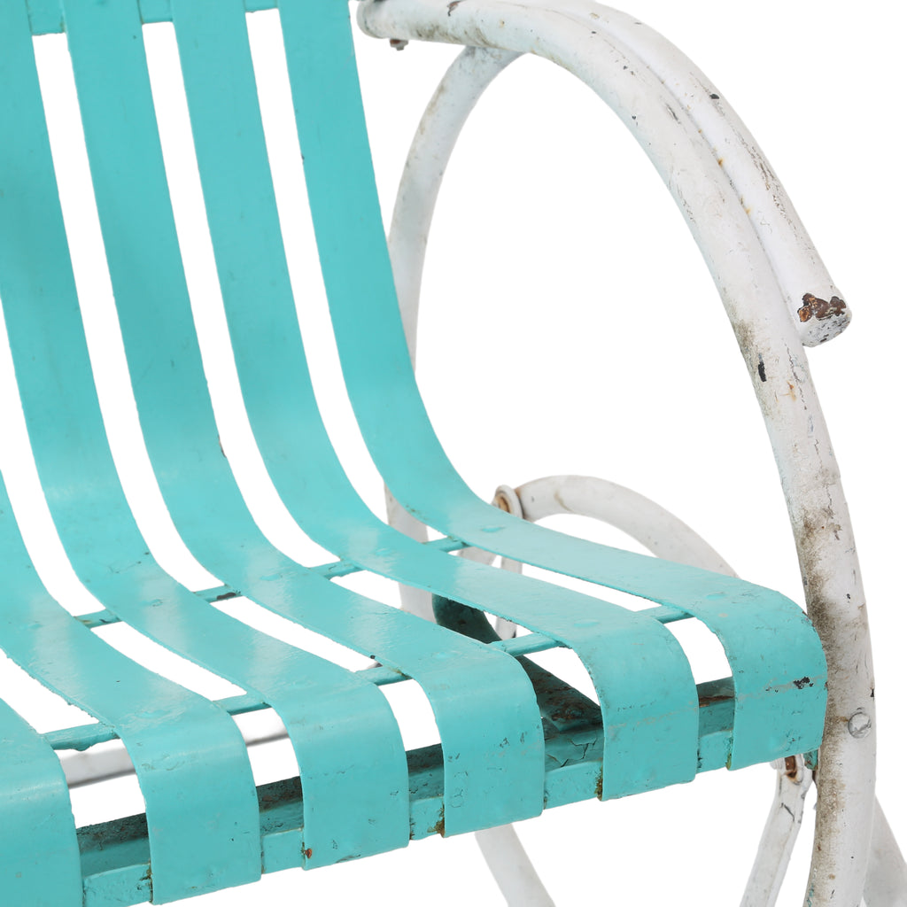 Light Blue Metal Outdoor Rocking Chair