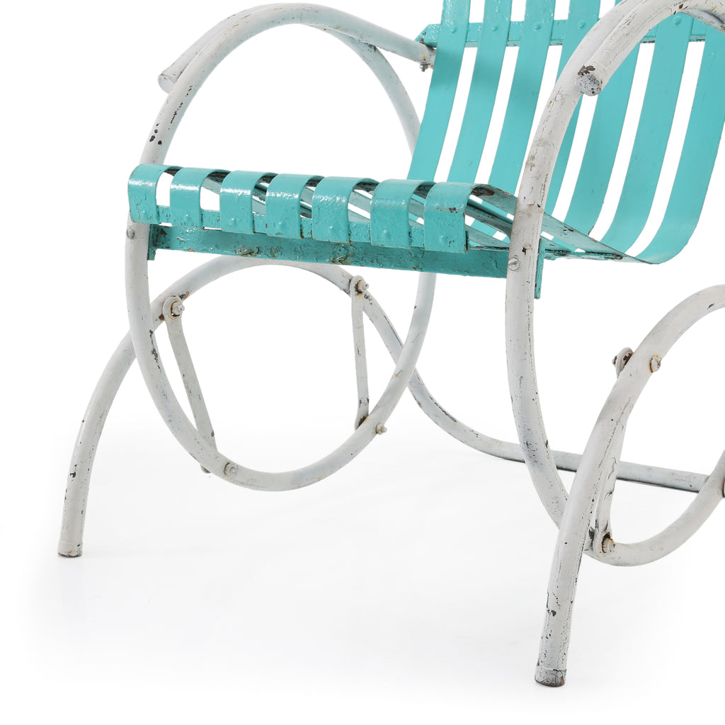 Light Blue Metal Outdoor Rocking Chair