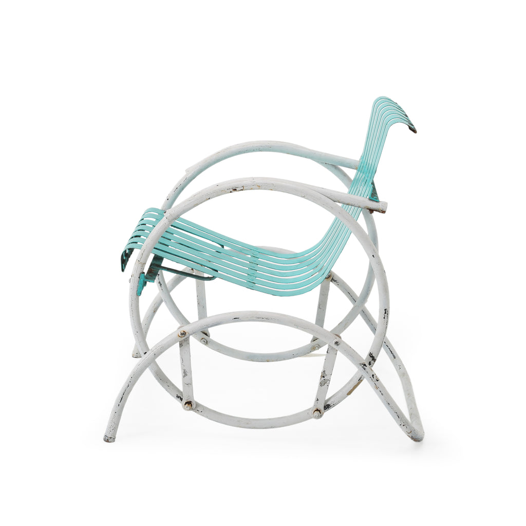 Light Blue Metal Outdoor Rocking Chair