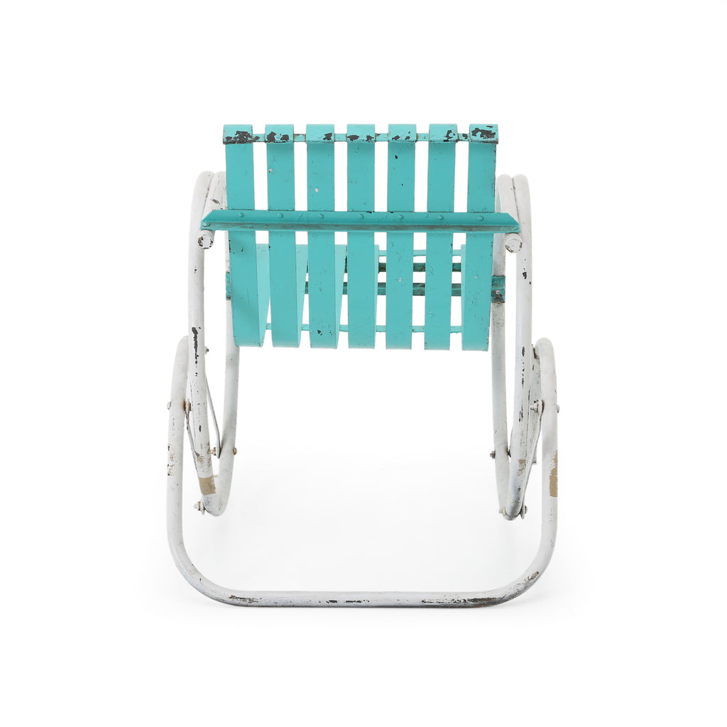Light Blue Metal Outdoor Rocking Chair