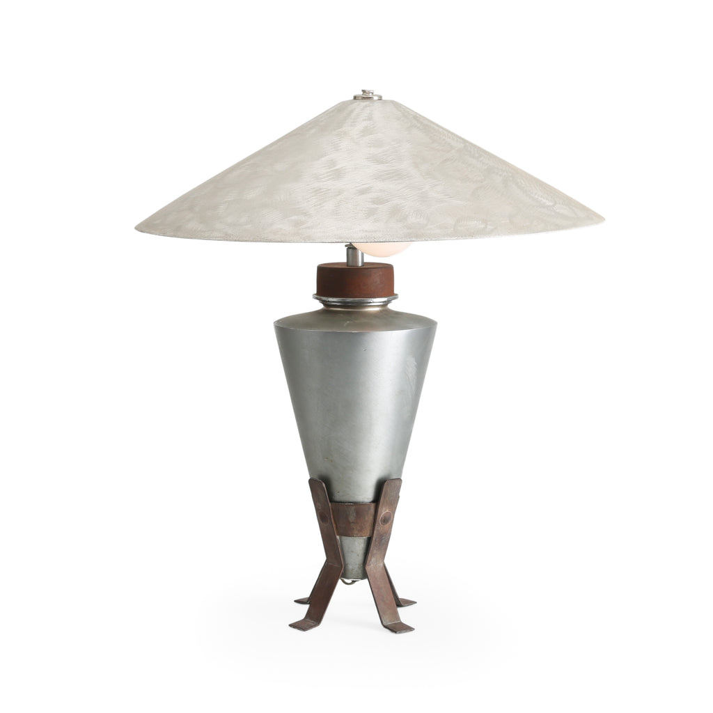 Brushed Metal Table Lamp with Conical Shade