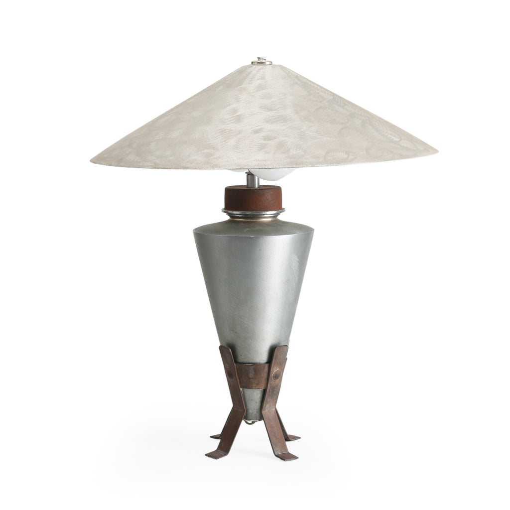 Brushed Metal Table Lamp with Conical Shade
