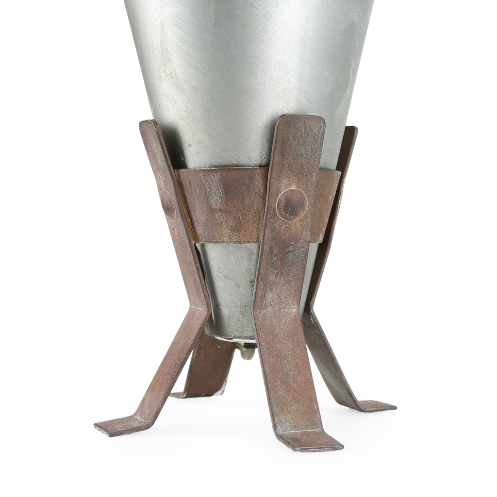 Brushed Metal Table Lamp with Conical Shade