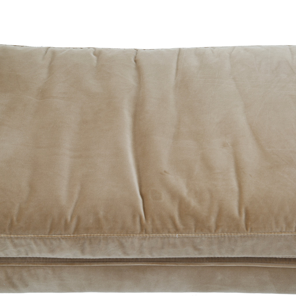 Tan Velour Bench With Two Bolster Pillows